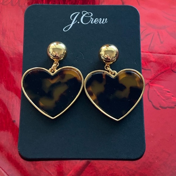 J. Crew Jewelry - JCrew Heart Drop Tortoise Earrings NWT